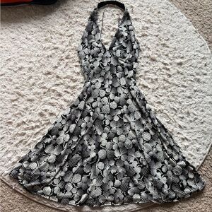 London Times Black and White Backless Dress